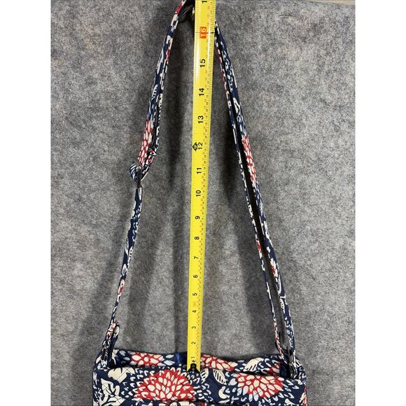 Vera Bradley Triple Zip Cross Body Bag Floral Red/White/ Blue Medium - Picture 8 of 11